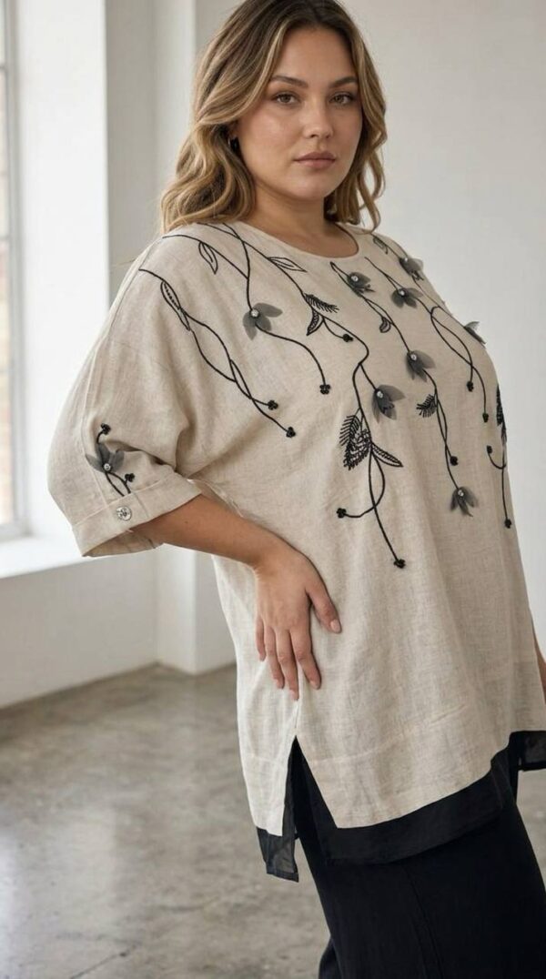 Premium Embroidered Linen Blouse Premium Embroidered Linen Blouse