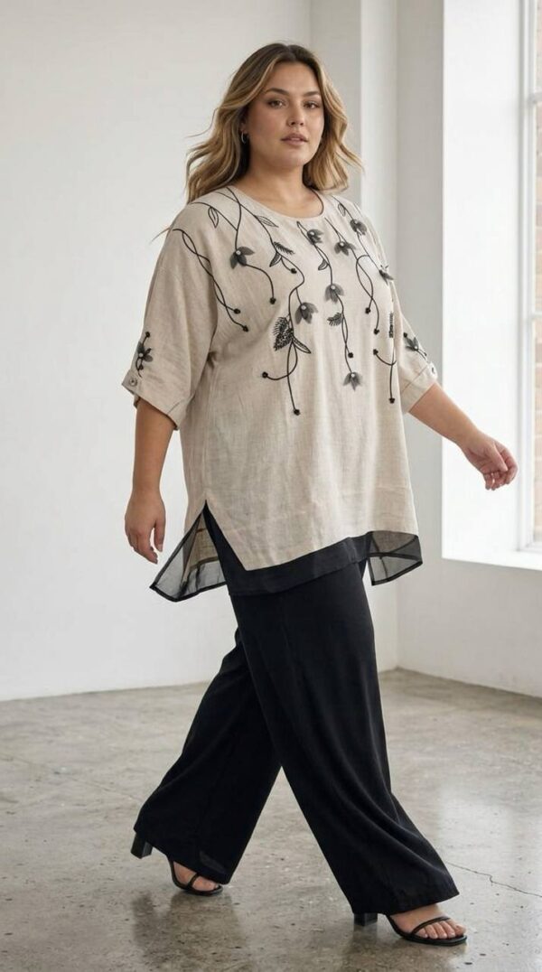 Premium Embroidered Linen Blouse Premium Embroidered Linen Blouse