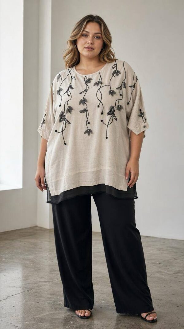 Premium Embroidered Linen Blouse Premium Embroidered Linen Blouse
