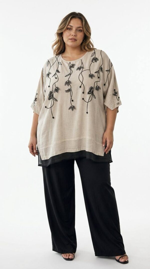 Premium Embroidered Linen Blouse Premium Embroidered Linen Blouse