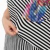 Striped V-Neck Blouse with Floral Graphic Print Striped V-Neck Blouse with Floral Graphic Print