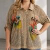 Premium Sequin Blouse with Floral Print Premium Sequin Blouse with Floral Print