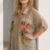 Premium Sequin Blouse with Floral Print Premium Sequin Blouse with Floral Print