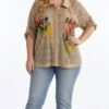 Premium Sequin Blouse with Floral Print Premium Sequin Blouse with Floral Print