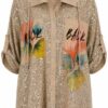 Premium Sequin Blouse with Floral Print Premium Sequin Blouse with Floral Print