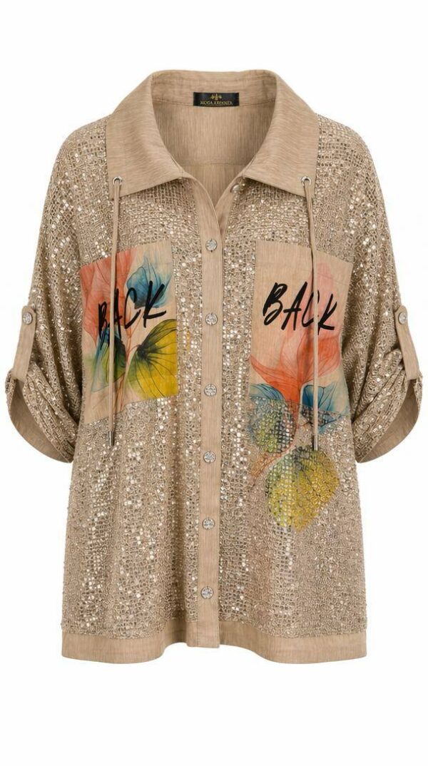 Premium Sequin Blouse with Floral Print Premium Sequin Blouse with Floral Print