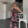 Geometric Print & Floral Flared Pants Set