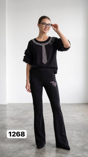 Women's Black Casual Top & Pants Set TATU1268