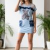 Yellow Teddy Bear Graphic Dress with Denim Pockets Yellow Teddy Bear Graphic Dress with Denim Pockets