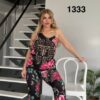 Geometric Print & Floral Flared Pants Set
