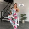 Geometric Print & Floral Flared Pants Set