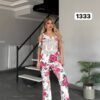 Geometric Print & Floral Flared Pants Set