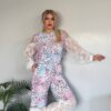 Women's Leopard Print Two-Piece Set with Lace Details Women's Leopard Print Two-Piece Set with Lace Details