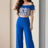 Women's Graphic Crop Top & Wide Leg Pants Set Women's Graphic Crop Top & Wide Leg Pants Set