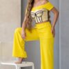 Women's Graphic Crop Top & Wide Leg Pants Set Women's Graphic Crop Top & Wide Leg Pants Set