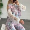 Women's Leopard Print Two-Piece Set with Lace Details Women's Leopard Print Two-Piece Set with Lace Details