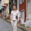 Women's Linen Two-Piece Set with Floral Embroidery Women's Linen Two-Piece Set with Floral Embroidery