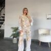 Women's Leopard Print Two-Piece Set with Lace Details Women's Leopard Print Two-Piece Set with Lace Details