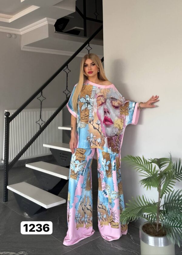 Artistic Print Two-Piece Set - Premium Top & Pants