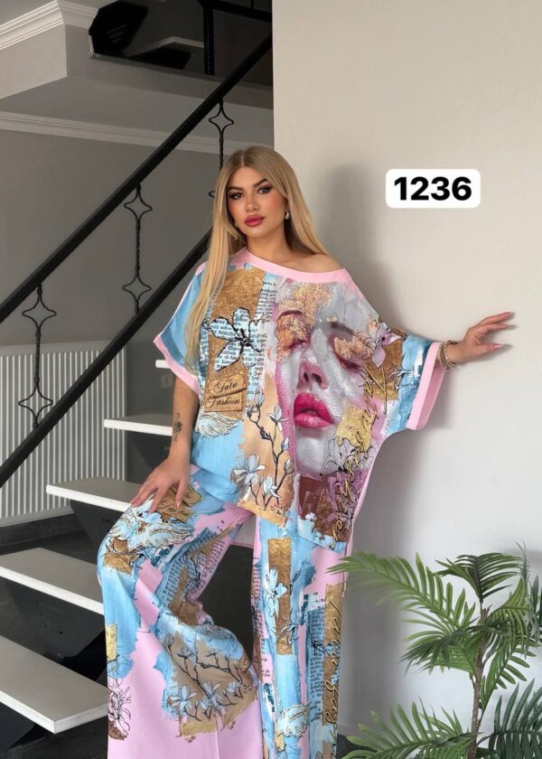 Artistic Print Two-Piece Set - Premium Top & Pants