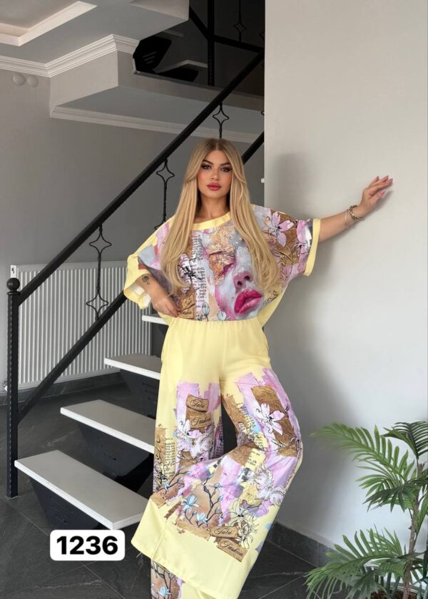 Artistic Print Two-Piece Set - Premium Top & Pants