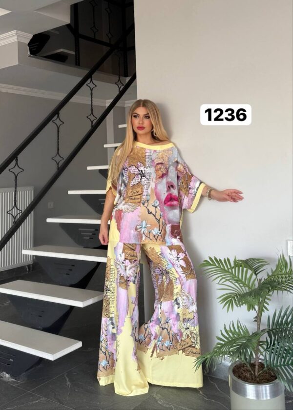 Artistic Print Two-Piece Set - Premium Top & Pants