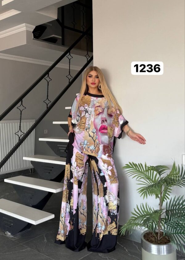 Artistic Print Two-Piece Set - Premium Top & Pants