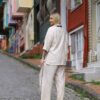 Women's Linen Two-Piece Set with Floral Embroidery Women's Linen Two-Piece Set with Floral Embroidery