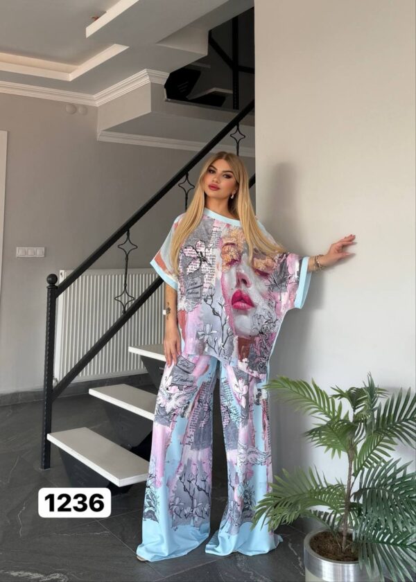 Artistic Print Two-Piece Set - Premium Top & Pants