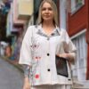 Women's Linen Two-Piece Set with Floral Embroidery Women's Linen Two-Piece Set with Floral Embroidery
