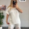 Women's Black Lace Two-Piece Set with Rhinestone Embellished Top Women's Black Lace Two-Piece Set with Rhinestone Embellished Top