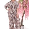 Abstract Print Cold Shoulder & Wide-Leg Pants Set Abstract Print Cold Shoulder & Wide-Leg Pants Set
