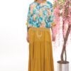 Artistic Print Bomber Jacket and Tiered Maxi Skirt Set Artistic Print Bomber Jacket and Tiered Maxi Skirt Set
