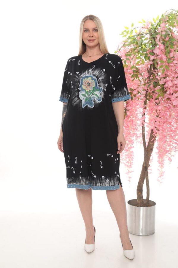 Premium Floral Print Denim Dress Premium Floral Print Denim Dress
