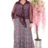 Floral Print Maxi Dress with Sheer Tie-Front Blouse Set Floral Print Maxi Dress with Sheer Tie-Front Blouse Set