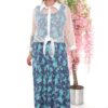 Floral Print Maxi Dress with Sheer Tie-Front Blouse Set Floral Print Maxi Dress with Sheer Tie-Front Blouse Set
