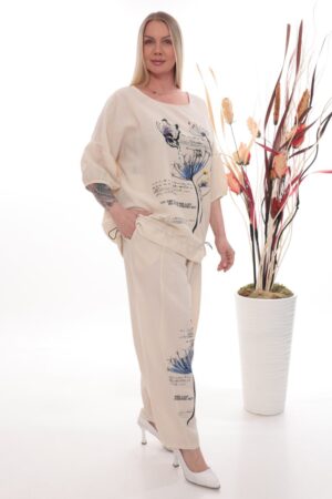 Botanical Print Knit Set - Premium Two-Piece Ensemble