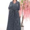 Women's Pinstriped Shirt Dress with Belt