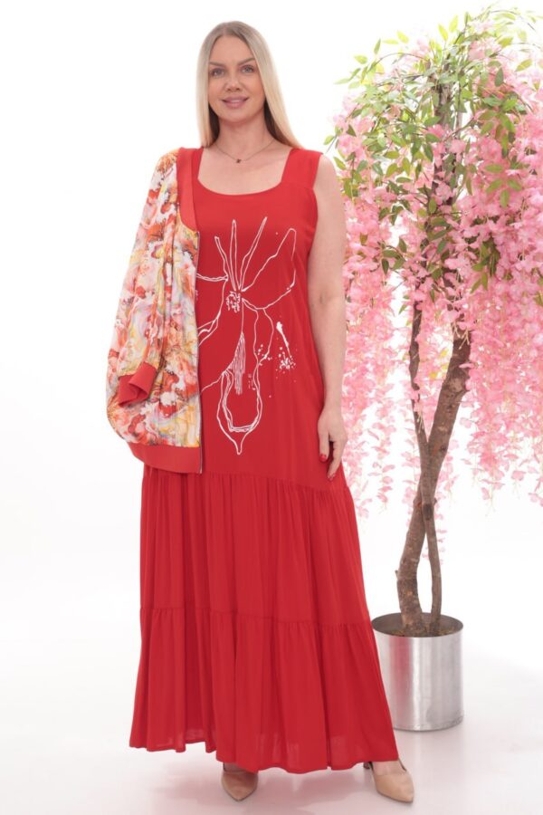 Artistic Print Bomber Jacket and Tiered Maxi Skirt Set Artistic Print Bomber Jacket and Tiered Maxi Skirt Set