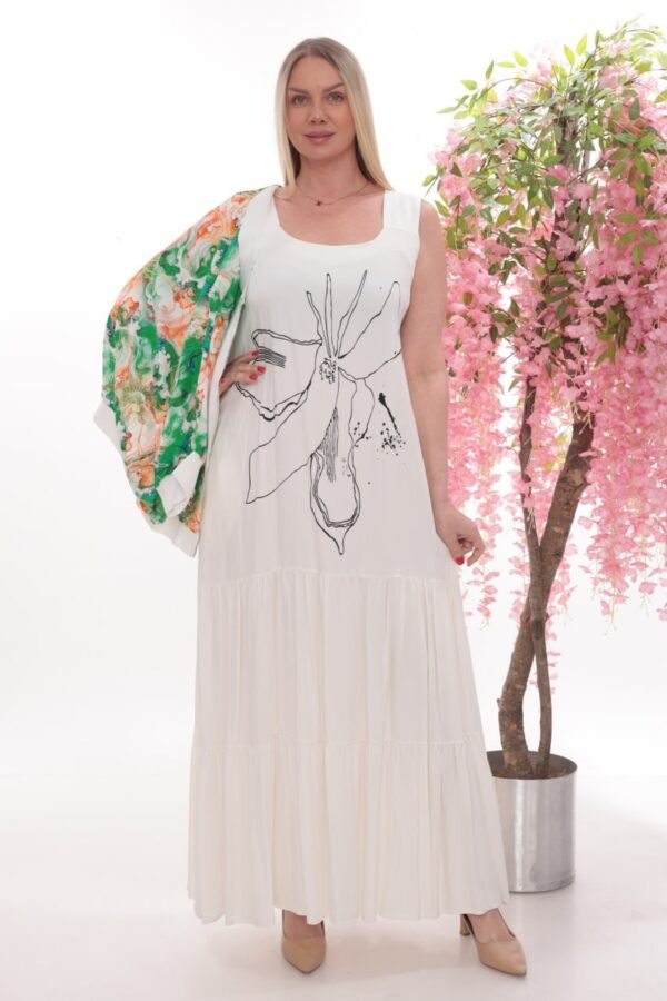 Artistic Print Bomber Jacket and Tiered Maxi Skirt Set Artistic Print Bomber Jacket and Tiered Maxi Skirt Set