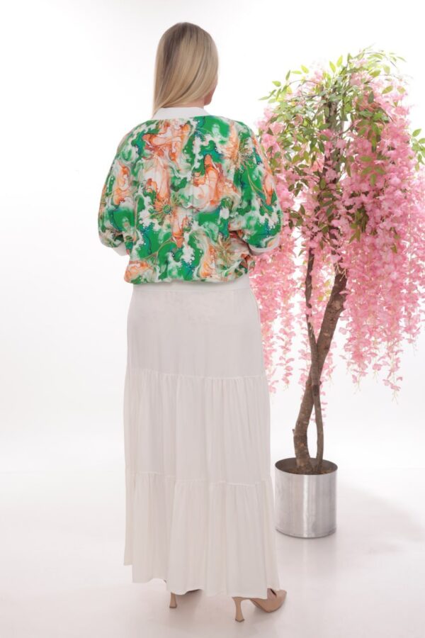 Artistic Print Bomber Jacket and Tiered Maxi Skirt Set Artistic Print Bomber Jacket and Tiered Maxi Skirt Set