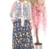 Floral Print Maxi Dress with Sheer Tie-Front Blouse Set Floral Print Maxi Dress with Sheer Tie-Front Blouse Set