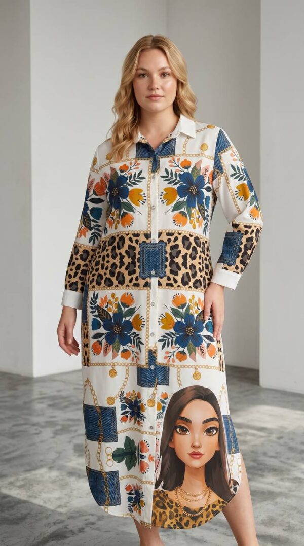 Premium Mixed Print Shirt Dress Premium Mixed Print Shirt Dress