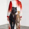 Premium Animal Print Shirt Dress with Leopard Pattern Premium Animal Print Shirt Dress with Leopard Pattern