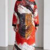 Premium Animal Print Dress - Red Multi Size Premium Animal Print Dress - Red Multi Size