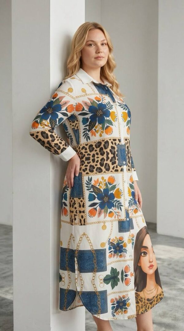 Premium Mixed Print Shirt Dress Premium Mixed Print Shirt Dress