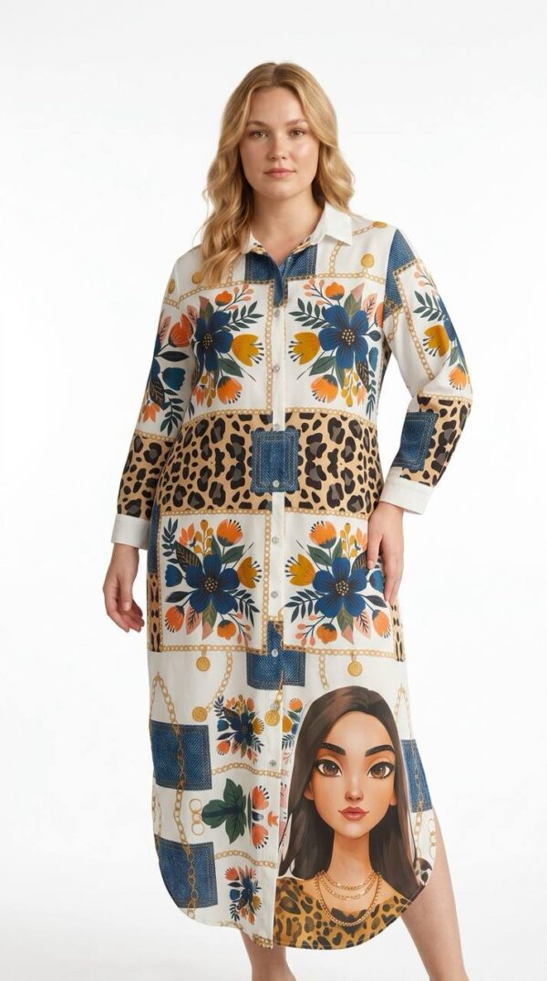 Premium Mixed Print Shirt Dress Premium Mixed Print Shirt Dress