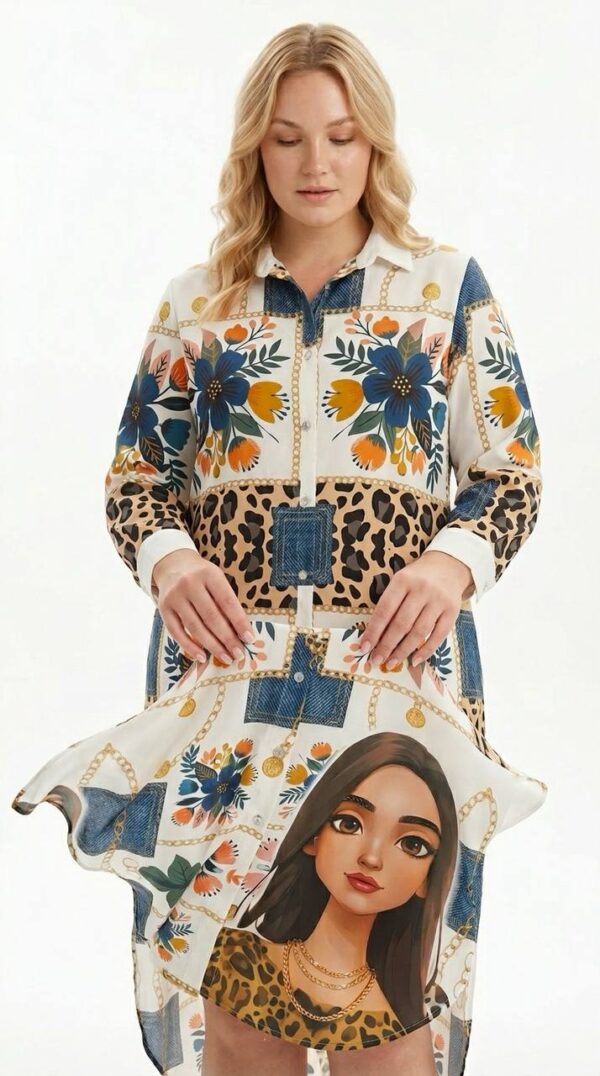 Premium Mixed Print Shirt Dress Premium Mixed Print Shirt Dress