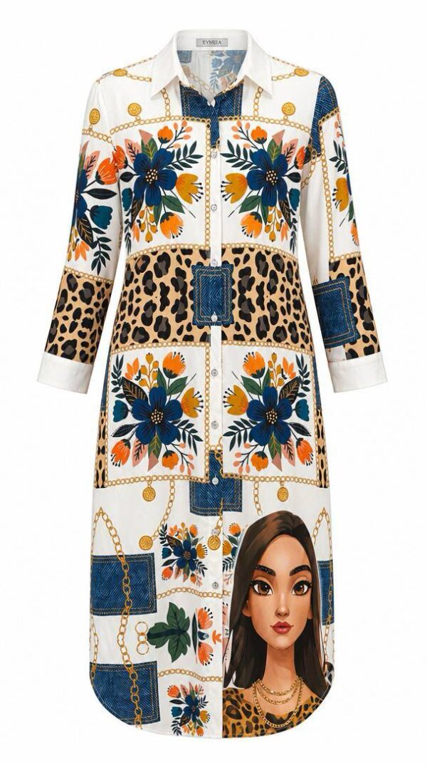 Premium Mixed Print Shirt Dress Premium Mixed Print Shirt Dress
