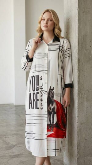 Contemporary Graphic Print Shirt Dress